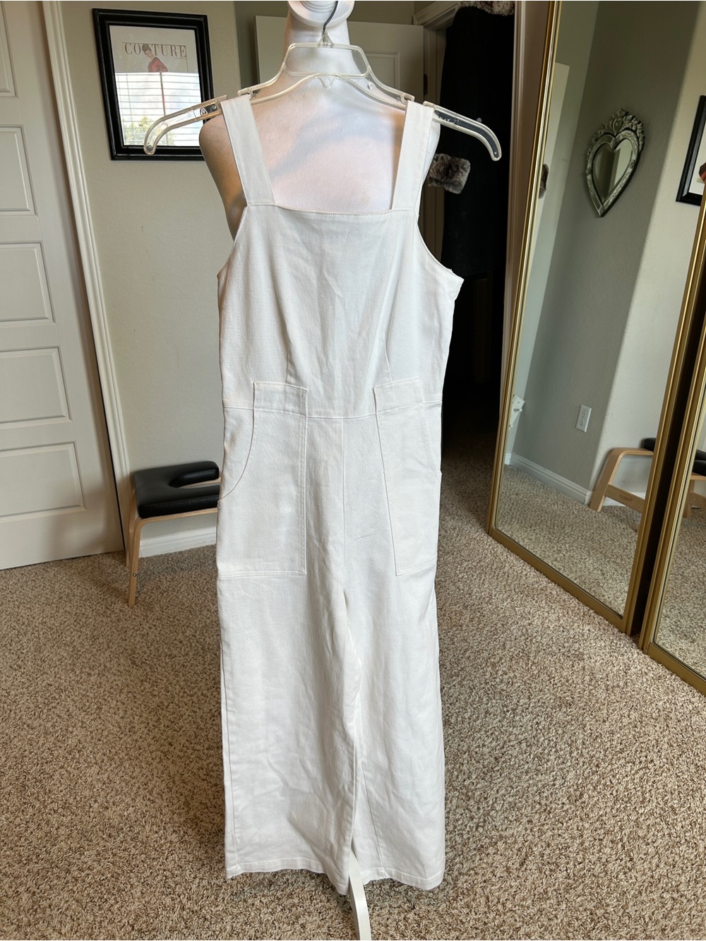 COPPER KEY White Denim Wide Leg Ankle Jumpsuit Sleeveless Size Small